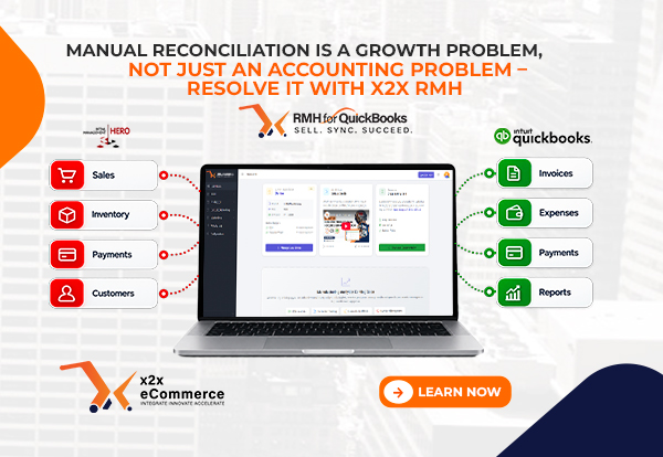 Manual Reconciliation Is a Growth Problem, Not Just an Accounting Problem – Resolve it with x2x RMH QuickBooks Integration